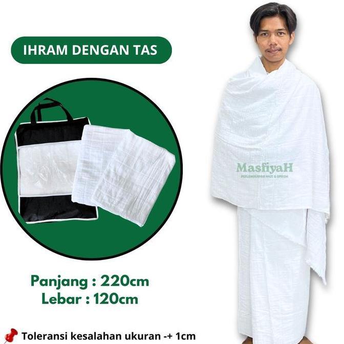 Promo KAIN IHRAM DEWASA KAIN IHROM DEWASA KAIN IHRAM+TAS KAIN IHRAM PUTIH POLOS PERLENGKAPAN HAJI UM