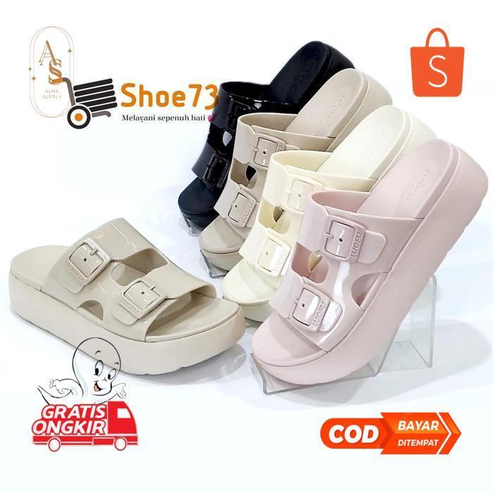 Or42 jy-6 LUOFU E 7221 - E01 SIZE 36-40 ORIGINAL l Sandal Wedges Karet Selop ban 2 jelly wanita l Se