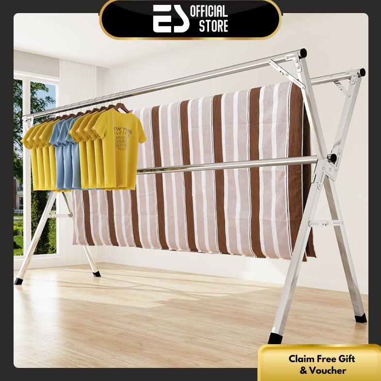 ES Jemuran Baju Lipat Tiang Jemuran Pakaian Kuat Tempat Jemuran Baju Portable Gantungan Baju