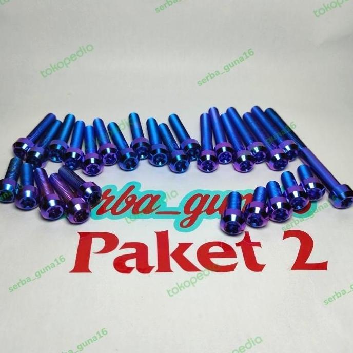 Promo Baut Blok Titanium Ninja 250Fi Kiri & Kanan+Tutup Gear Depan Cod