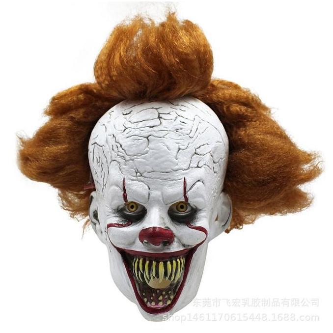 TOL-47 topeng latex karet full pennywise clown badut it halloween ABD
