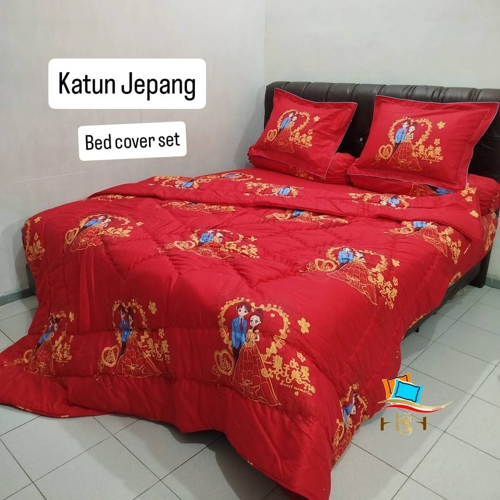 Huang’s Sprei katun jepang homemade bed cover set motif Wedding 30x200x200_30x180x200_30x160x200_30x