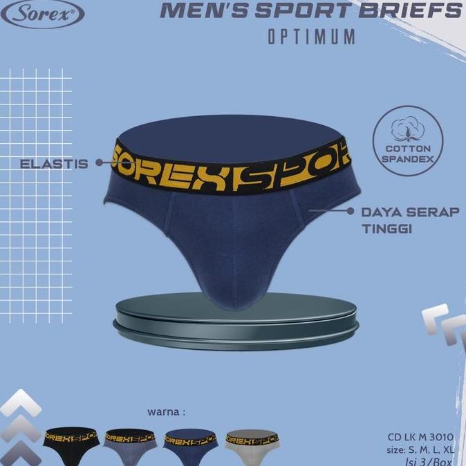 Promo (1 Kotak isi 3 Pcs) Sorex Cd Mens Sport Briefs Cd Lk M 3010 COD