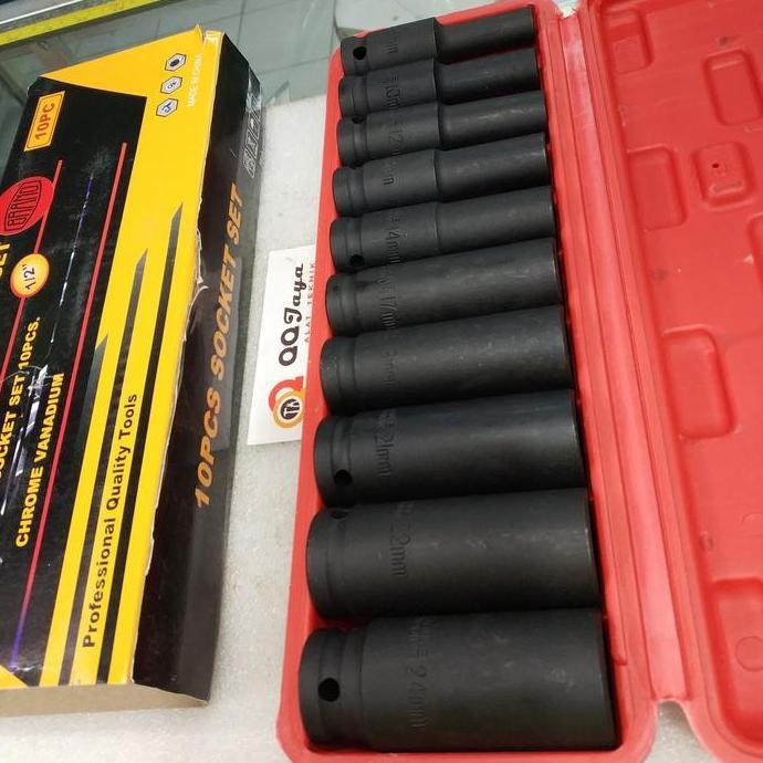 Kunci sok impact set 10 pcs (8-24 mm) - Deep impact socket