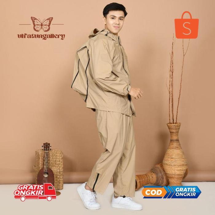 ryu-56 sd-46 Kevatie Jas Hujan Backpack Series Cream-Jas hujan ransel kevatie Pria Wanita Bahan PVC 