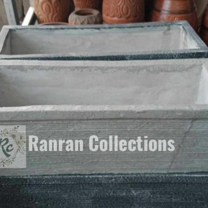 Terlaris Pot Batu Kotak Persegi Panjang Taman Abu-Abu White Line Motif Classic