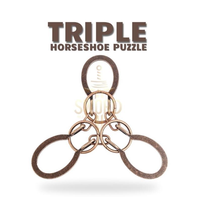 viral Triple Horseshoe Puzzle - Puzzle Handcuff - Puzzle Sepatu Kuda - Brain Puzzle - Metal Puzzle -
