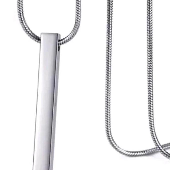DF79 - Kalung Titanium pria liontin Balok Stainless Steel titanium liontin balok keren pria wanita