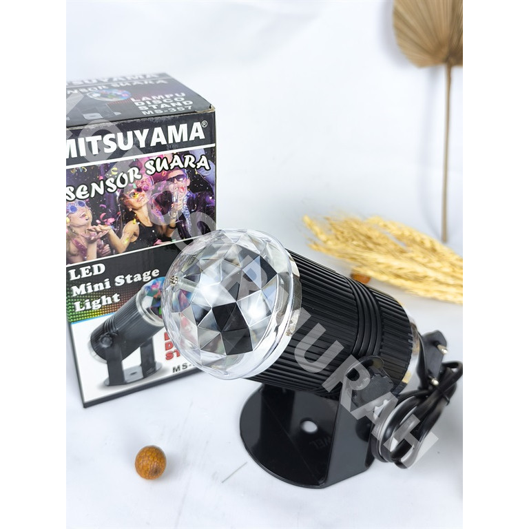 Lampu disco sensor suara + stand mitsuyama MS 357 Lampu hias Led pesta MS-357 LED mini Stage Light O