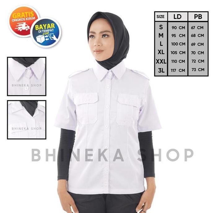 Kemeja Pdh Putih Wanita Lengan Pendek Seragam Pns Putih Wanita