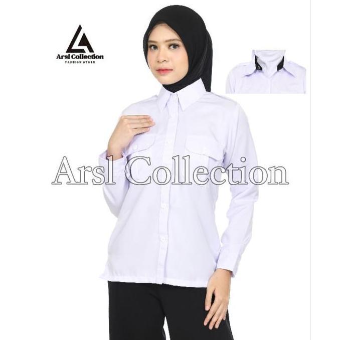 Baju Seragam Dinas Putih Wanita Seragam Pns Putih Wanita Baju Pdh Putih Wanita Kerah Hitam Terbaru