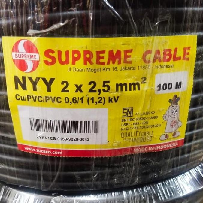 TERBARU - KABEL NYY 2X2.5 SUPREME 100 METER /KABEL KAWAT HITAM NYY 2X2,5 SUPREME