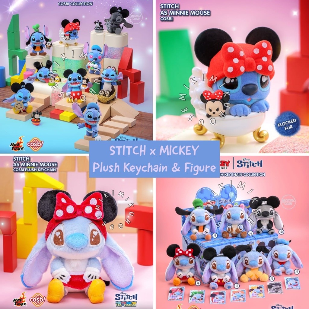 BISA PILIH COSBI MICKEY STITCH PLUSH KEYCHAIN FIGURE COSBABY DISNEY STITCH X MICKEY AND FRIENDS DOLL