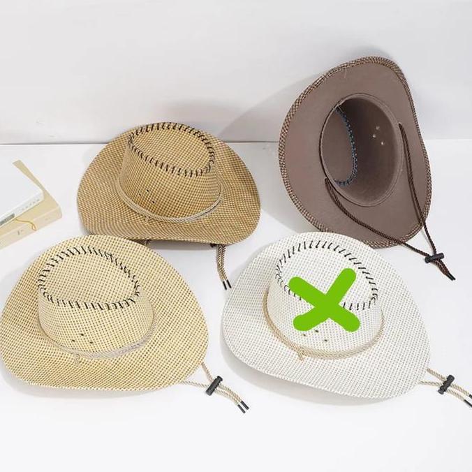 DV385 - Topi Koboi Wanita Topi Koboi Pria Dewasa Topi Koboi Tambang-Coklat