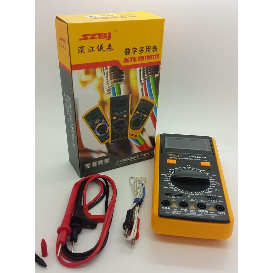 DT9208A Merk SZBJ Multitester Digital layar jumbo + Temperatur probe