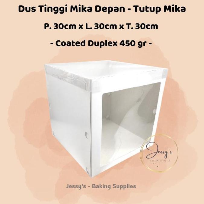 Dus Box Kotak Kue Cake Tinggi Mika 30 x 30 x 30 Putih Polos