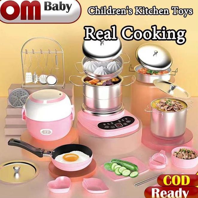 Ready55Pcs Mini Kitchen Real Memasak Set Dapur Teka Teki Set Hadiah Ulang Tahun Anak Kotak Mainan To
