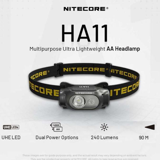 NITECORE SENTER KEPALA LED HEADLAMP LIGHTWEIGHT AA BATTERY - HA11 ORIGINAL DAN TERPERCAYA