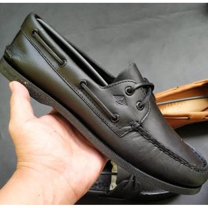 New  Sepatu Boatshoe Sperry Top-sider All Black Original