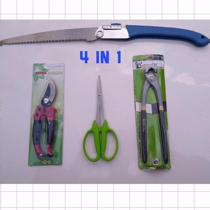 paket hemat alat bonsai 4 in 1 gergaji lipat , gunting dahan catok gunting prunning sudah dapat 4 ma