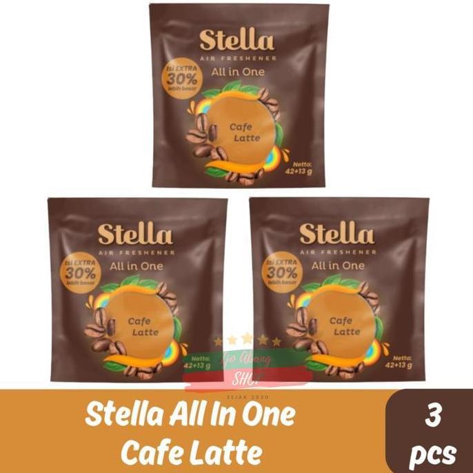 DV28 >> 3 Pcs Stella Gantung All In One Cafe Latte - Parfum Pengharum Mobil dan Ruangan Aroma Kopi