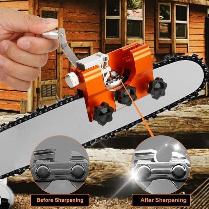 HISOKA Alat Pengasah Rantai Gergaji / Pengasah Pisau Paduan Aluminium Dengan Kepala Gerindac/Mesin P