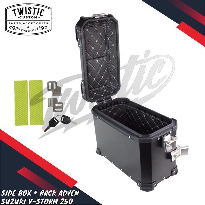 (Terbaru) Side Box Pannier + Side Rack Bracket Tas Box Boks Samping Adven Quick Release Motor Suzuki