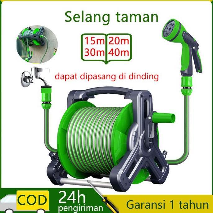 30m - Selang Gulungan, Set Selang Gulungan, Selang Air Tahan Lumut