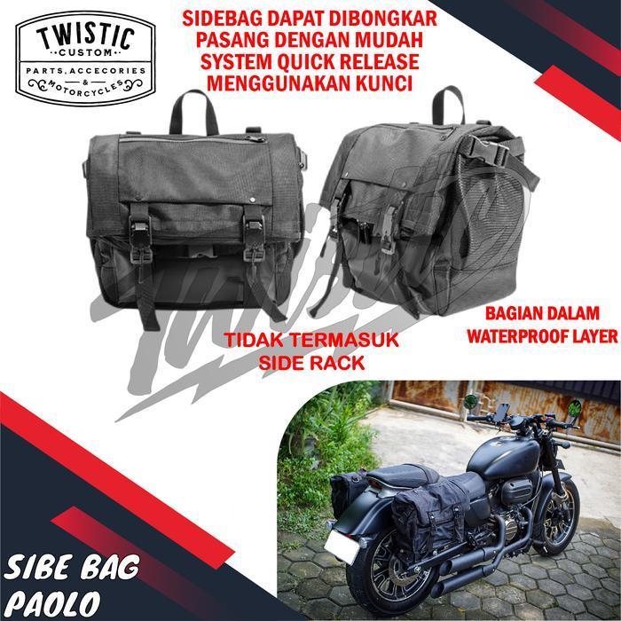 (Diskon) Side Bag Saddle Bag Saddlebag Paolo Tas Canvas Samping Pannier Tas Touring Quick Release Mo
