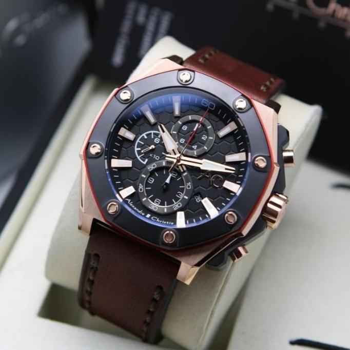 JAM TANGAN PRIA ALEXANDRE CHRISTIE AC9601 AC 9601 ORIGINAL TALI KULIT