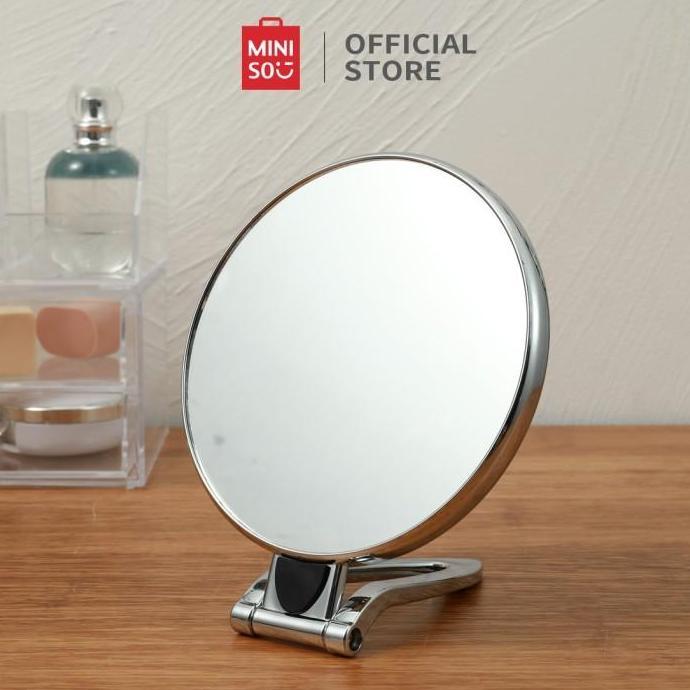 Miniso Cermin Meja Lipat Portabel Dua Sisi Cermin Make Up Mirror Kaca TS