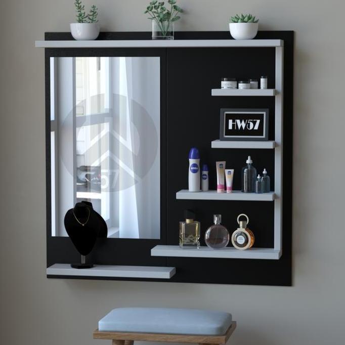 Meja Rias Minimalis Gantung Rak Dinding cermin Rak Kosmetik Murah Kayu Furniture