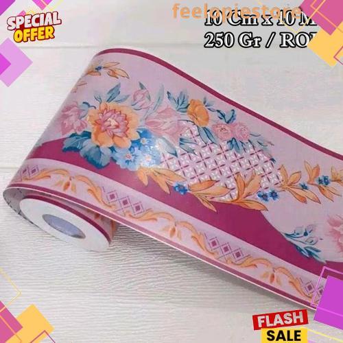 Terlaris List Border Stiker 10 Meter Wall Border List Border Motif Bunga List Wallpaper Dinding Bord