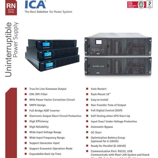 ICA UPS Rackmount RN6100C 6000VA - UPS Online SINE WAVE
