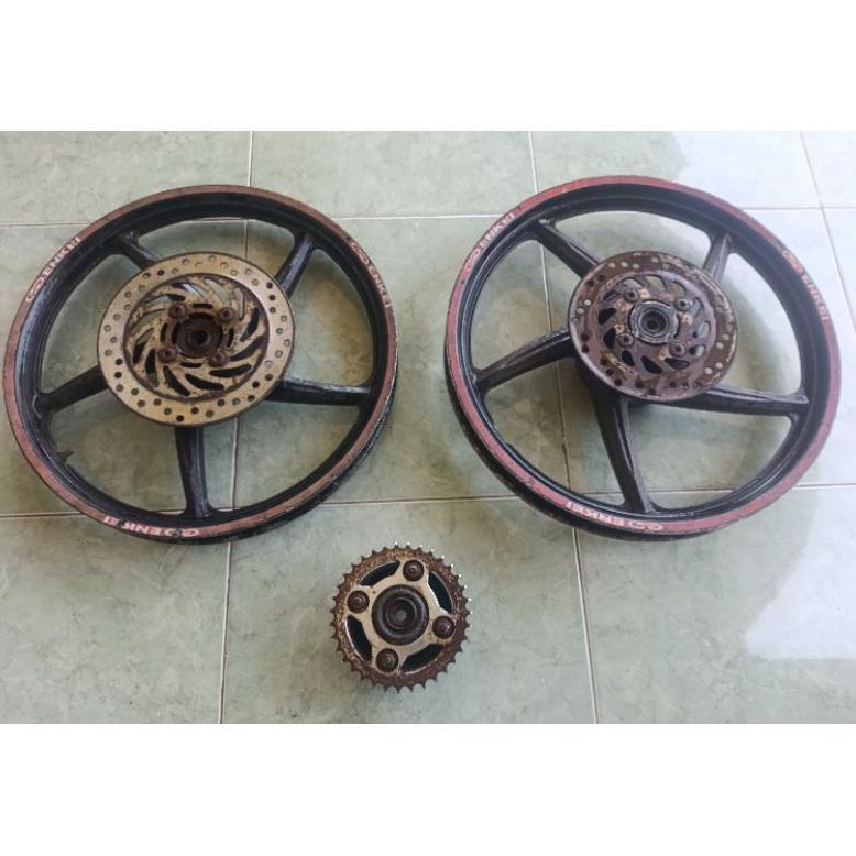 VELG SUPRA X 125 FI DOUBLE DISK SUPRA X 125 DD BATMAN BLADE ORIGINAL COPOTAN MERK ENKEI