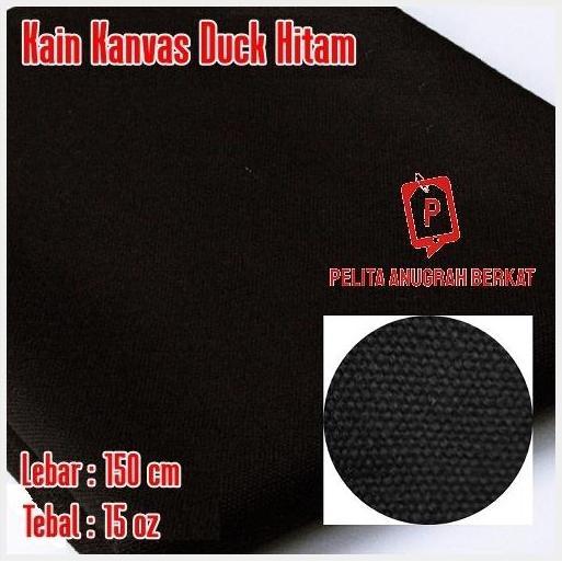 Kain Kanvas Katun Duck Hitam Tebal Roll Meteran / Bahan Tas Handbag