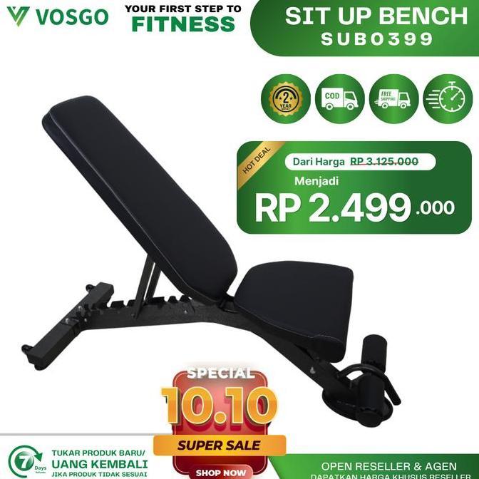 Vogofitness Adjustable Sit Up Bench Kursi Fitness & Gym Bench Press