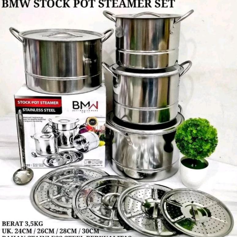 Panci Stock Pot Steamer Set Bmw - Stock Pot Stainless - Panci Kukus Serbaguna