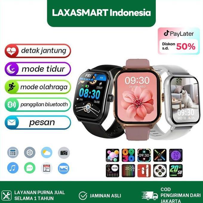 (BISA ) Jam tangan smartwatch pria cewek,H9 ProMax,smartwatch android ios,parlent active smartwatch,