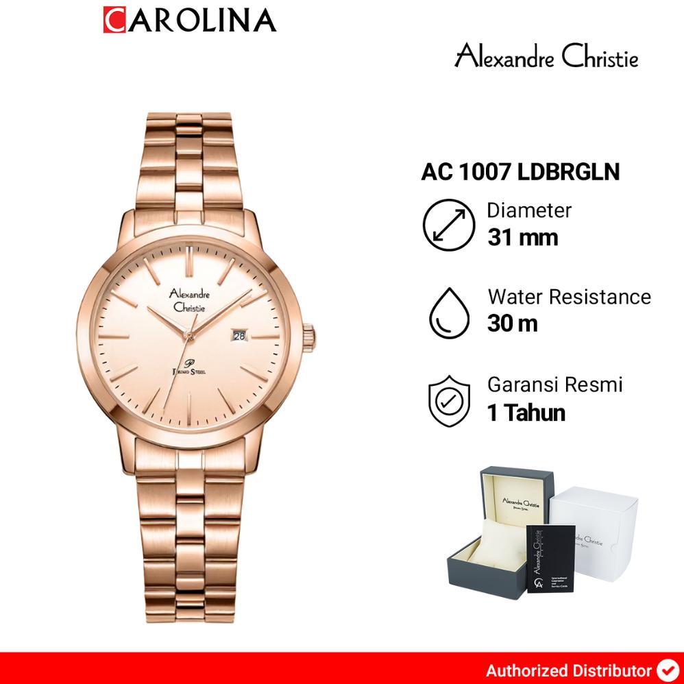 Jam Tangan Wanita Alexandre Christie Primo Steel AC 1007 LDBRGLN Rose Dial Rose Gold Stainless Steel