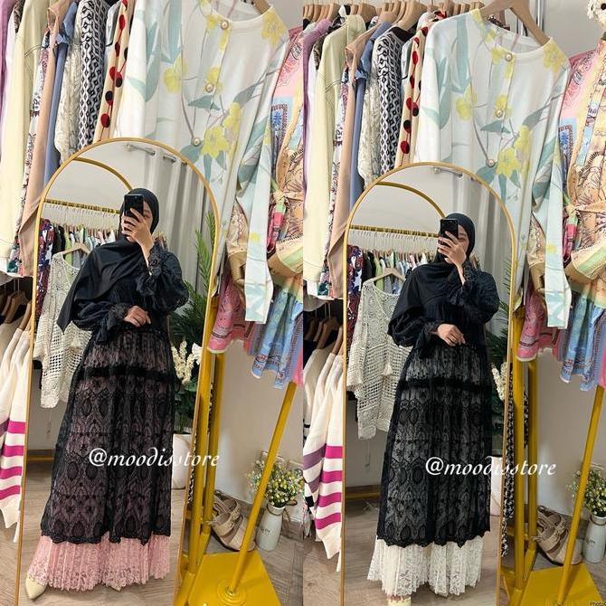 Raya Outer Long Tunik Lace Premium Bisa Beli Set Maupun Terpisah