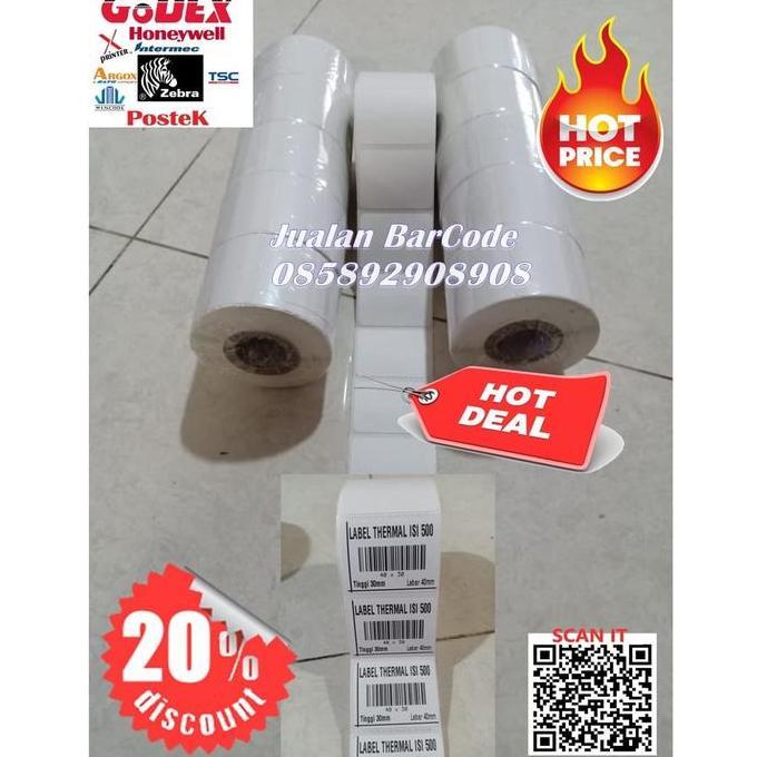 Label Sticker Thermal 40mm X 30mm / 40x30 / 4030 / 40 30