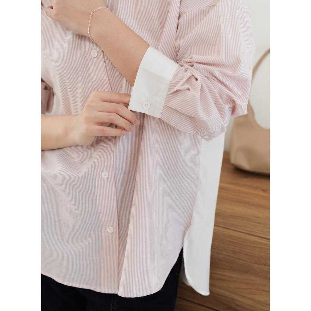 Ixora Yurim Oversized Shirt - Kemeja Wanita Oversize Lengan Panjang Stripe Salur