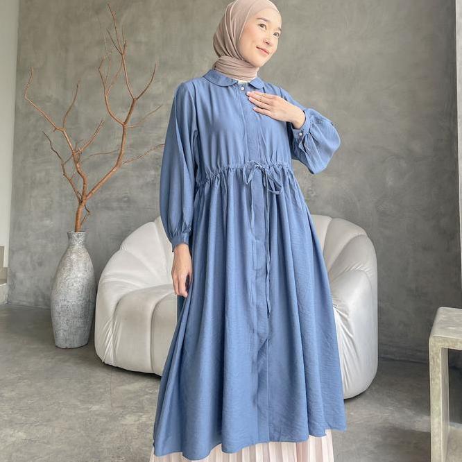 Eclemix Midi Dress Namuu | Gamis Muslim Wanita Kancing Depan