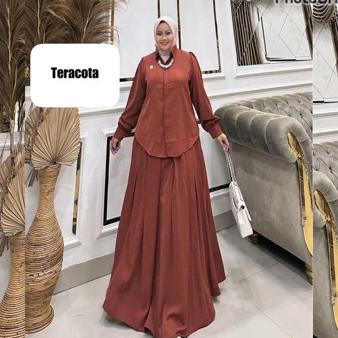 Queensyari - Ilona One Set Rok Wanita Jumbo (Tanpa Hijab) Style Daily  Muslim Wanita Bahan Silk Marb