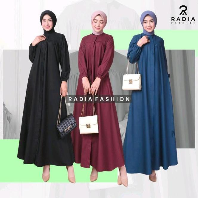 Gamis Polos Katun Toyobo Fodu Wanita Dengan Lengan Manset - Busana Syari Modern Dan Nyaman - Coklat,