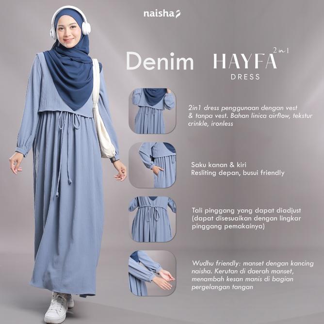 Naisha Official Gamis Crinkle Travelling Hayfa 2 In 1 Dress Vest Crinkle Busui Dan Wudhu Friendly Bu