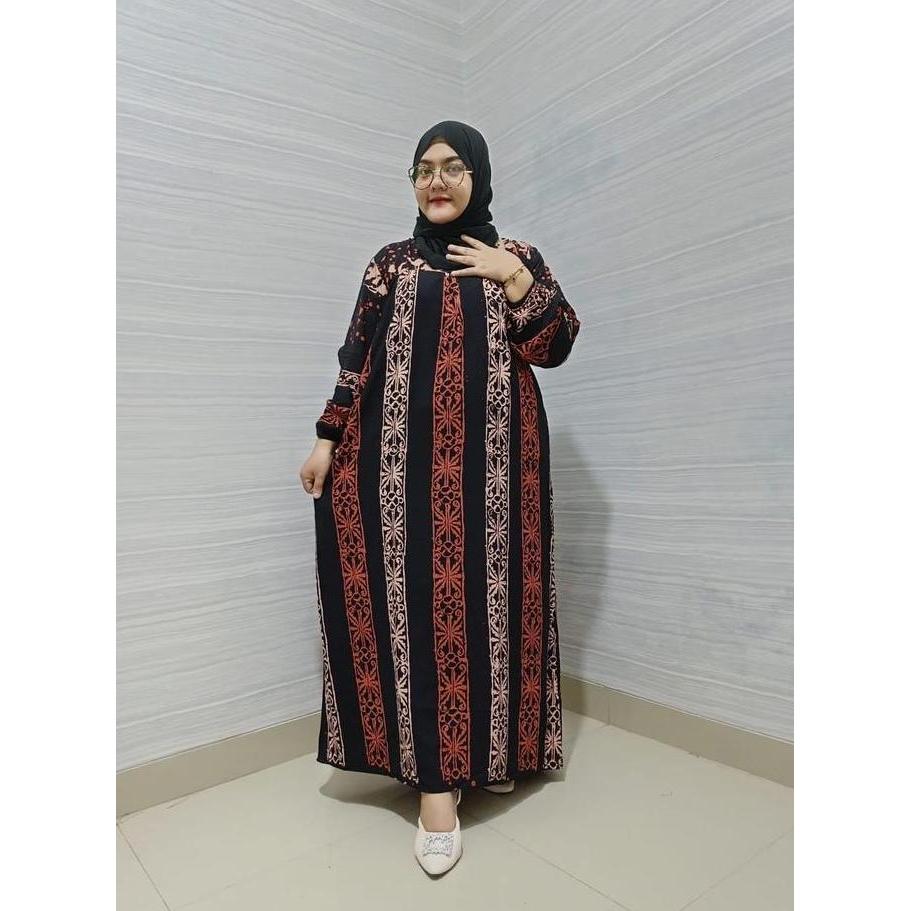 Gamis Batik Motif Qonita Ld 120 Pb 135 Muslim Wanita Syari Dress Dewasa Rayon