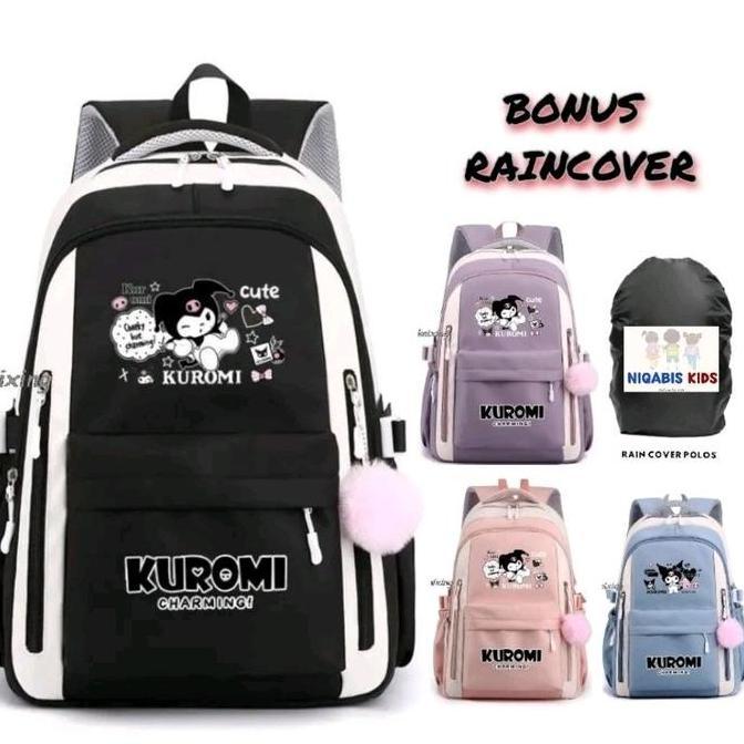 Tas ransel anak sekolah SD kuromi bonus jas hujan tas punggung anak