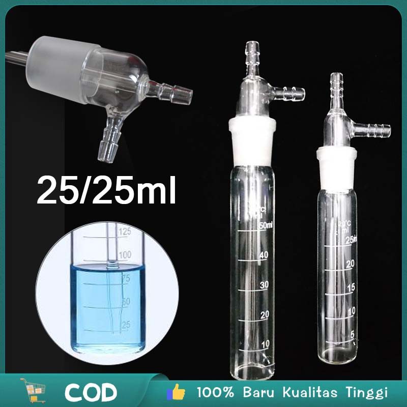 Midget 25ml 50ml Midget Impinger Tabung Pengambilan Sampel Gas Kaca Impinger Tanpa Skala